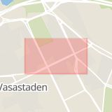 Karta som med röd fyrkant ramar in Surbrunnsgatan, Stockholm, Stockholms län