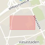 Karta som med röd fyrkant ramar in Vanadisvägen, Stockholm, Stockholms län