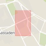 Karta som med röd fyrkant ramar in Östermalm, Tulegatan, Stockholm, Stockholms län