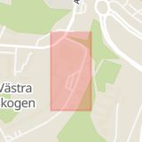 Karta som med röd fyrkant ramar in Västra Skogen, Solna, Stockholms län
