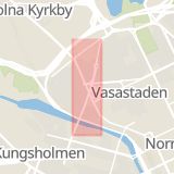 Karta som med röd fyrkant ramar in Vasastan, Sankt Eriksgatan, Stockholm, Stockholms län
