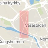 Karta som med röd fyrkant ramar in Vasastaden, Sankt Eriksgatan, Stockholm, Stockholms län