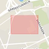 Karta som med röd fyrkant ramar in Vasastaden, Vanadisvägen, Stockholm, Stockholms län