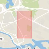 Karta som med röd fyrkant ramar in Birger Jarlsgatan, Norrmalm, Stockholm, Stockholms län