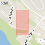 Karta som med röd fyrkant ramar in Bodals Skola, Lidingö, Stockholms län