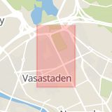 Karta som med röd fyrkant ramar in Sveavägen, Vasastaden, Stockholm, Stockholms län