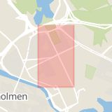Karta som med röd fyrkant ramar in Vasastan, Sveavägen, Stockholm, Stockholms län