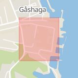 Karta som med röd fyrkant ramar in Gåshaga Brygga, Lidingö, Stockholms län