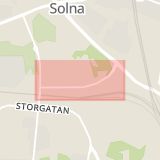 Karta som med röd fyrkant ramar in Sundbybergsvägen, Solna, Stockholms län