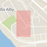 Karta som med röd fyrkant ramar in Lilla Alby Skola, Sundbyberg, Stockholms län