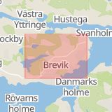 Karta som med röd fyrkant ramar in Brevik, Södra Kungsvägen, Lidingö, Stockholms län