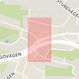Karta som med röd fyrkant ramar in Stockholmsvägen, Torsvikssvängen, Lidingö, Stockholms län