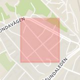 Karta som med röd fyrkant ramar in Råsunda, Södra Långgatan, Solna, Stockholms län