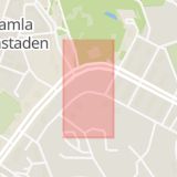 Karta som med röd fyrkant ramar in Erik Sandbergs Gata, Parkvägen, Råsunda, Solna, Stockholms län