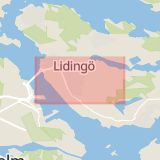 Karta som med röd fyrkant ramar in Mosstorp, Lidingö, Stockholms län