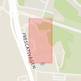 Karta som med röd fyrkant ramar in Enebyberg, Naturhistoriska Riksmuseet, Danderyd, Stockholms län