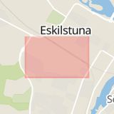 Karta som med röd fyrkant ramar in Nyfors, Gymnastikgatan, Eskilstuna, Södermanlands län