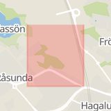 Karta som med röd fyrkant ramar in Dalvägen, Solna, Stockholms län