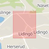 Karta som med röd fyrkant ramar in Torsvik, Lejonvägen, Lidingö, Stockholms län