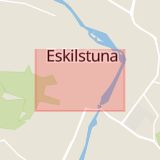 Karta som med röd fyrkant ramar in Eskilstuna, Nyfors, Katrineholm, Prinsgatan, Södermanlands län