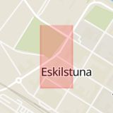 Karta som med röd fyrkant ramar in Tullgatan, Nygatan, Eskilstuna, Södermanlands län
