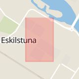 Karta som med röd fyrkant ramar in Drottninggatan, Eskilstuna, Södermanlands län