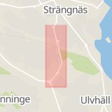 Karta som med röd fyrkant ramar in Södermanland, Södertäljevägen, Strängnäs, Södermanlands län