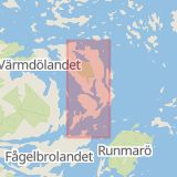 Karta som med röd fyrkant ramar in Sollenkrokavägen, Värmdö, Stockholms län