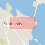 Karta som med röd fyrkant ramar in Storgatan, Strängnäs, Södermanlands län