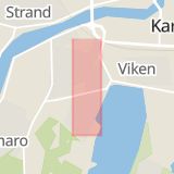 Karta som med röd fyrkant ramar in Kvarnbergsgatan, Karlstad, Värmlands län