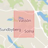 Karta som med röd fyrkant ramar in Råsunda, Stockholm, Stockholms län