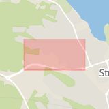 Karta som med röd fyrkant ramar in Tingstugatan, Strängnäs, Södermanlands län