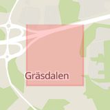 Karta som med röd fyrkant ramar in Gräsdalen, Karlstad, Värmlands län