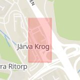 Karta som med röd fyrkant ramar in Enköpingsvägen, Vallgatan, Järva Krog, Solna, Stockholms län