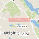 Karta som med röd fyrkant ramar in Enköpingsvägen, Solna, Stockholms län