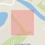 Karta som med röd fyrkant ramar in Gjuterigatan, Lamberget, Karlstad, Värmlands län