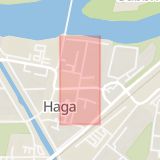 Karta som med röd fyrkant ramar in Hagagatan, Herrhagen, Karlagatan, Karlstad, Värmlands län