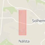 Karta som med röd fyrkant ramar in Solhem, Kälvestavägen, Stockholm, Stockholms län