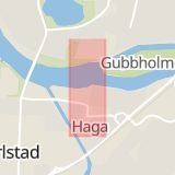 Karta som med röd fyrkant ramar in Nygatan, Karlstad, Värmlands län