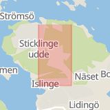 Karta som med röd fyrkant ramar in Kyttingevägen, Lidingö, Stockholms län