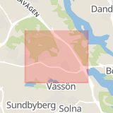Karta som med röd fyrkant ramar in Järva, Solna, Stockholms län