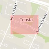 Karta som med röd fyrkant ramar in Rinkeby, Tensta Allé, Stockholm, Stockholms län