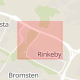 Karta som med röd fyrkant ramar in Rinkeby, Hjulstavägen, Stockholm, Stockholms län