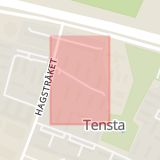 Karta som med röd fyrkant ramar in Tensta, Skäftingebacken, Stockholm, Stockholms län