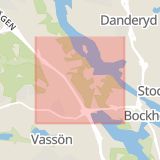 Karta som med röd fyrkant ramar in Ulriksdal, Aspudden, Solna, Stockholms län