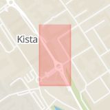 Karta som med röd fyrkant ramar in Kista, Kista Galleria, Stockholm, Stockholms län