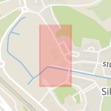 Karta som med röd fyrkant ramar in Huddingevägen, Årsta, Helenelund, Silverdal, Stockholm, Stockholms län