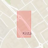Karta som med röd fyrkant ramar in Kista, Kista Centrum, Danmarksgatan, Stockholm, Stockholms län