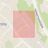 Karta som med röd fyrkant ramar in Husby, Nidarosgatan, Stockholm, Stockholms län