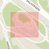 Karta som med röd fyrkant ramar in Kista, Heklagatan, Stockholms län